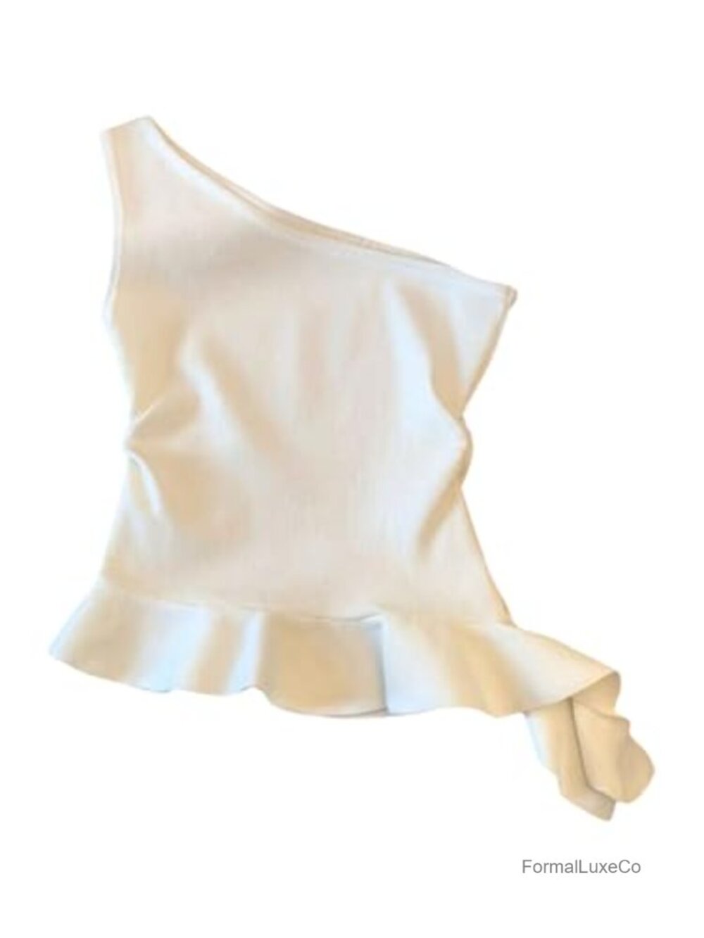 Ruffle Peplum Tank Top Asymmetrical Sleeveless Fitted